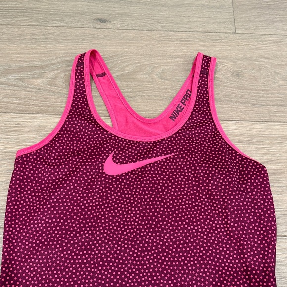 NIKE PRO Pink Purple Dri-Fit Polkadot Active Workout Training Tank Top Size M - Picture 8 of 9